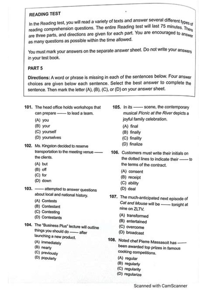 Download Free TOEIC Reading Test PDF for Practice