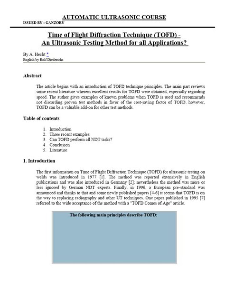 ToFD Ultrasonic Testing PDF: Expert Guide to Non-Destructive Flaw Detection