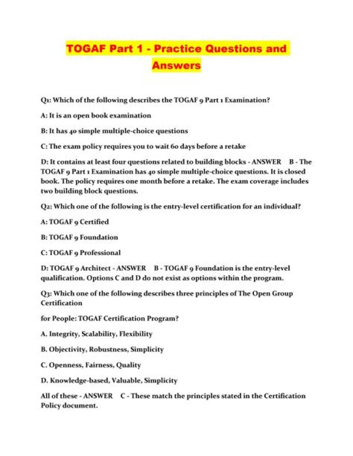 TOGCAF Sample Questions PDF: Expert Practice Tests for Enterprise Architecture