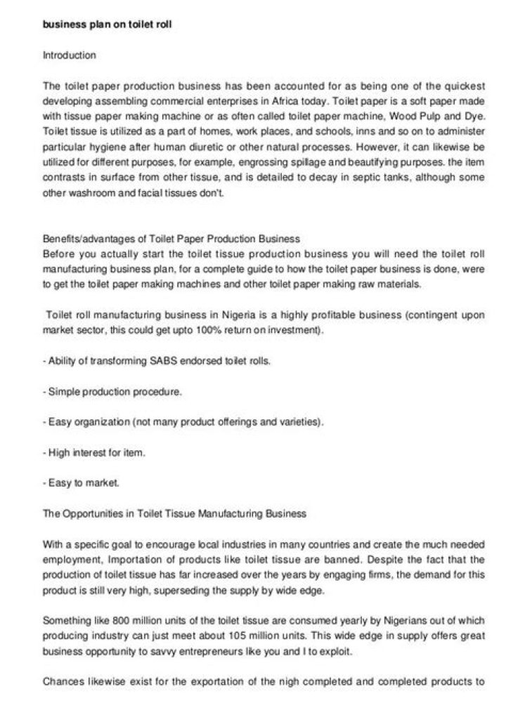 Toilet Paper Business Plan PDF: Step-by-Step Guide & Financial Model
