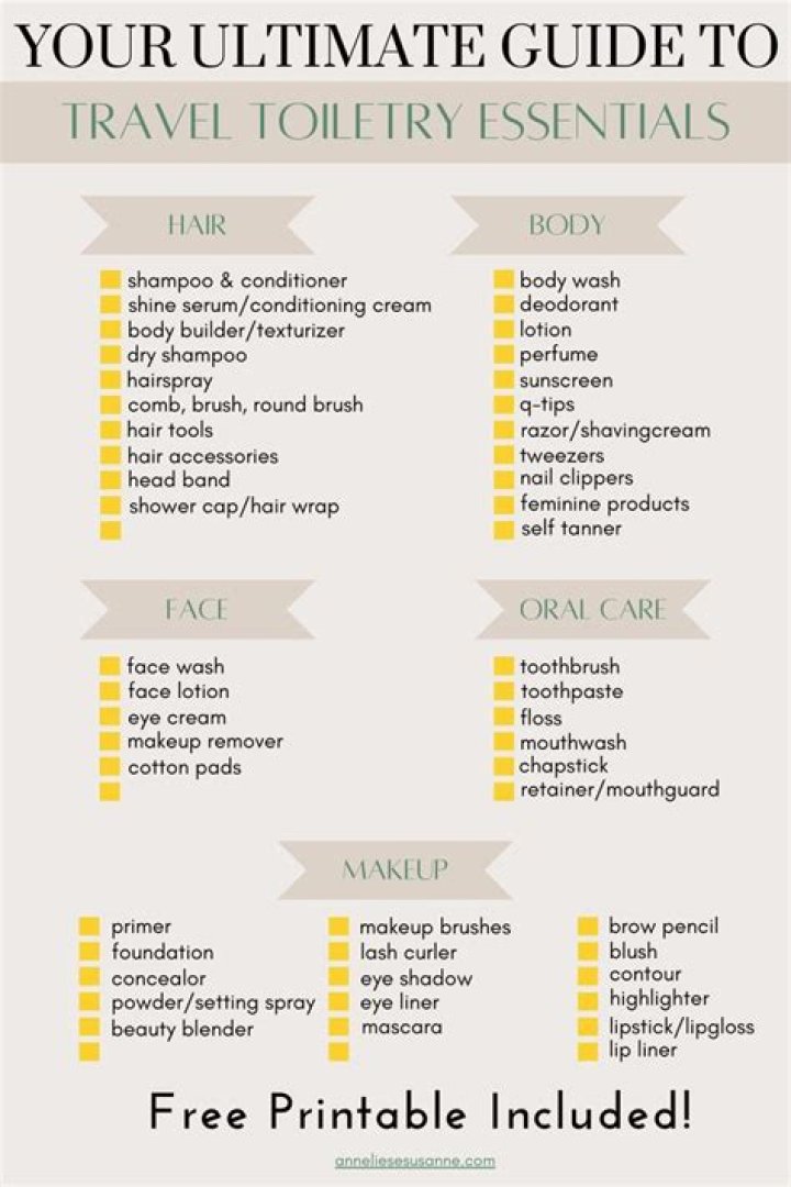 Complete Toiletries List PDF – Free Download