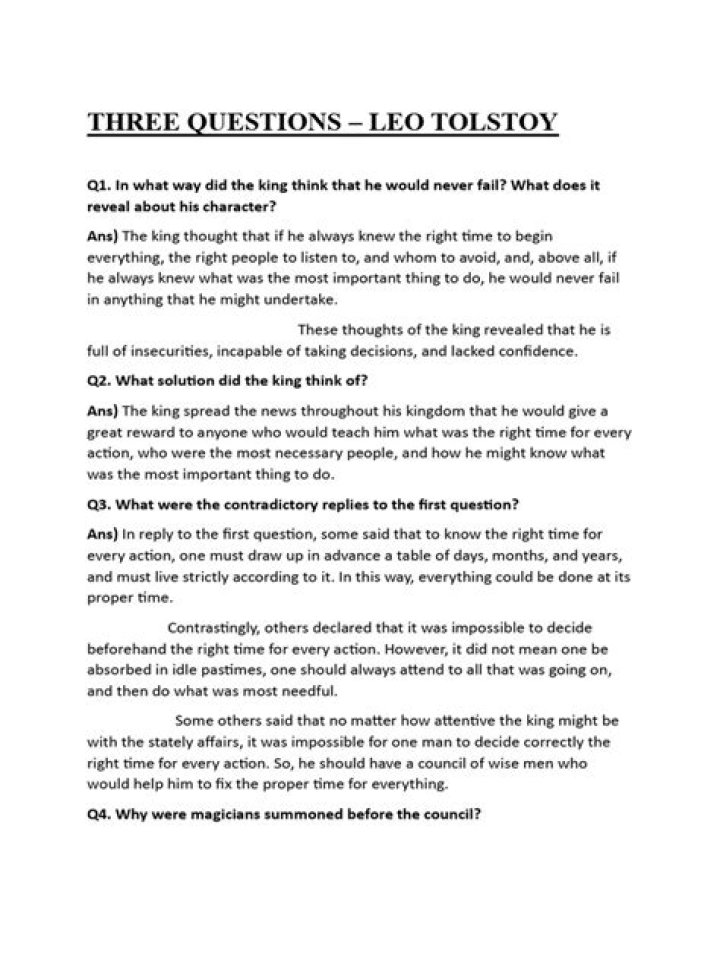 Tolstoy 3 Questions PDF: Analyze His Literary Philosophy & Insights