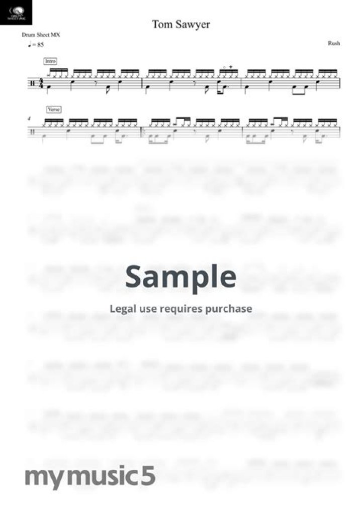 Tom Sawyer Drum Sheet Music PDF – Easy Sheet Music Download