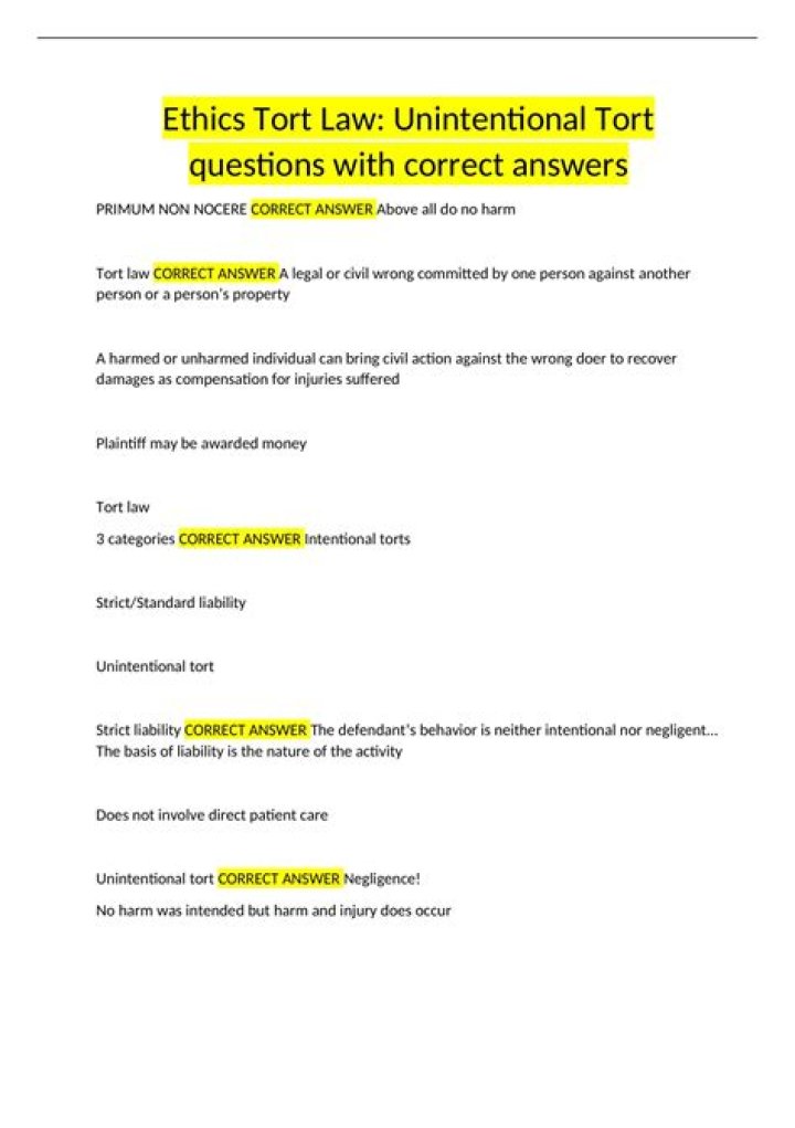 Tort Law Questions and Answers PDF: Expert Guide & Sample Questions