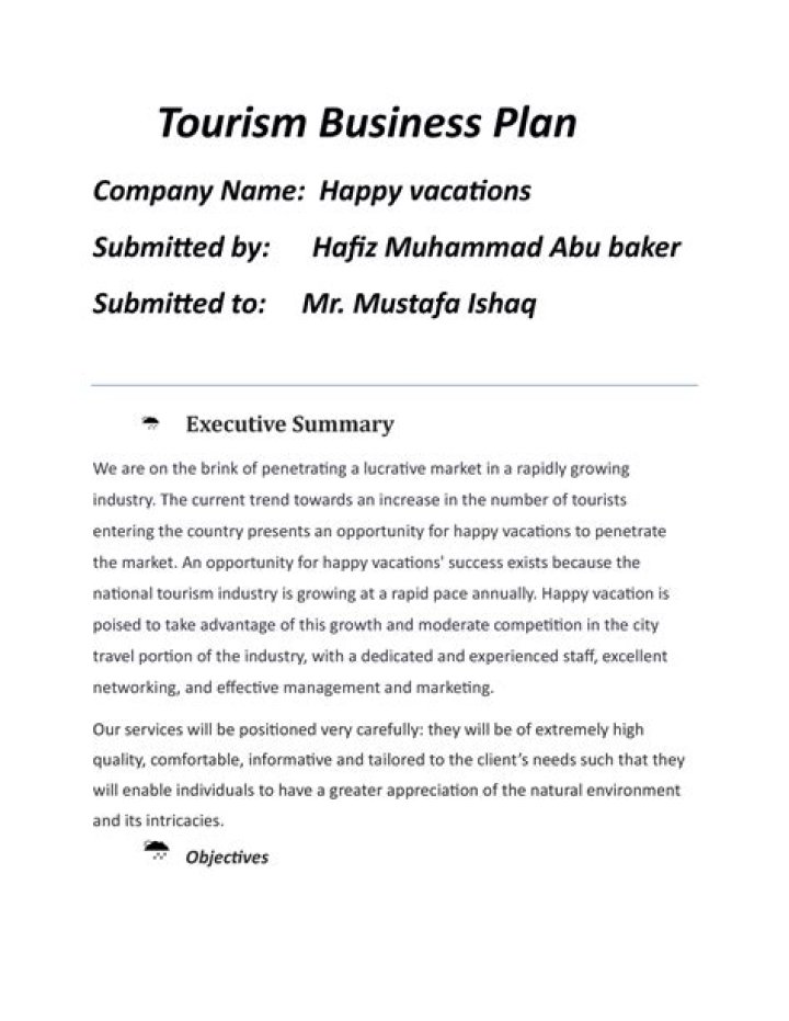 Download Free Tourism Business Plan Sample PDF