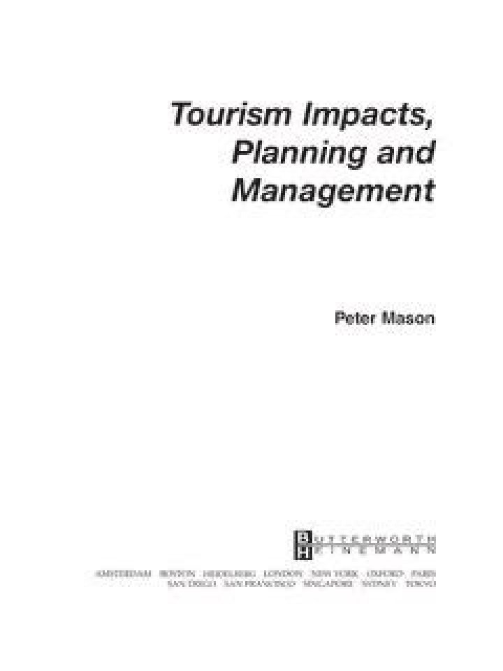 Tourism Impacts Planning and Management: Essential PDF Guide