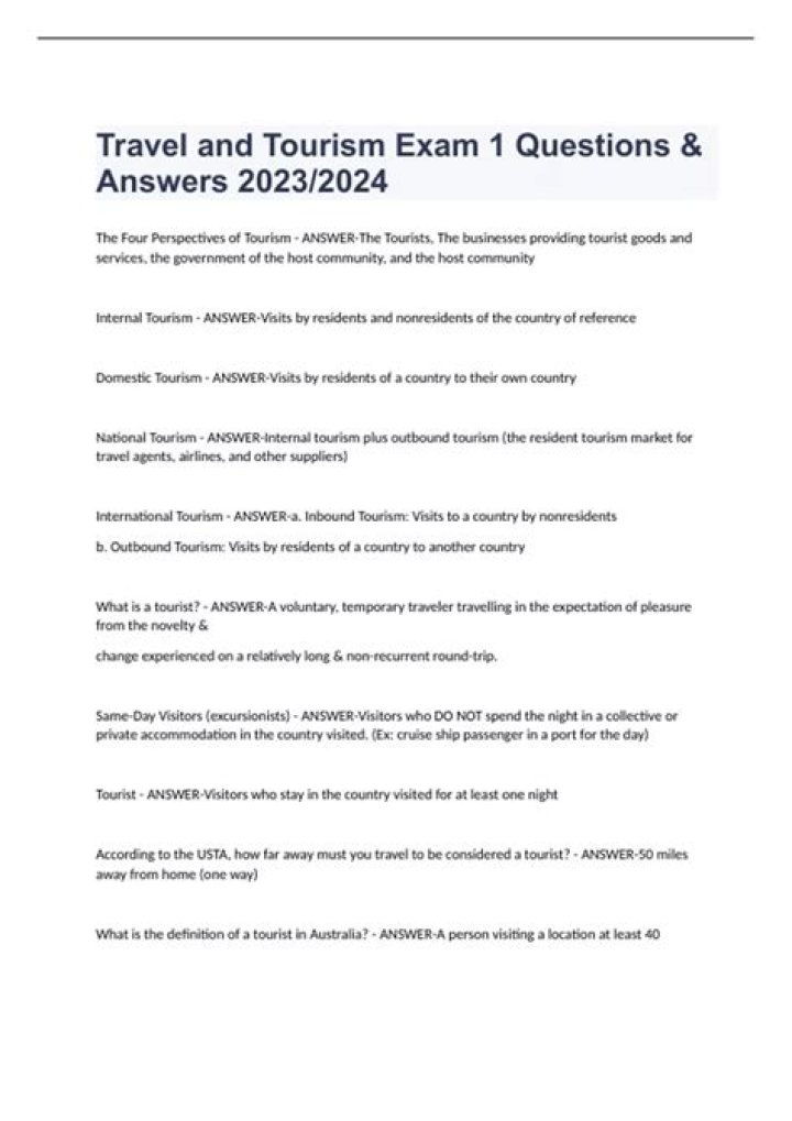 Tourism Questions and Answers PDF: Your Complete Guide