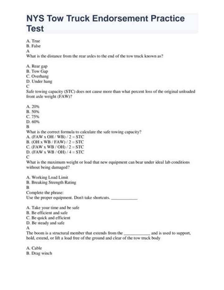 Master Tow Truck Endorsement Practice Test PDF: Boost Your Exam Readiness