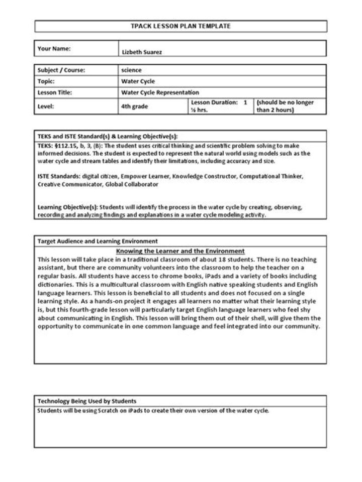 Tpack Lesson Plan Example PDF: Integrating Pedagogy and Content for Effective Teaching