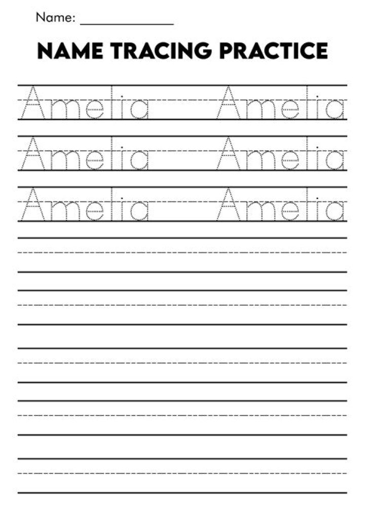 Free Tracing Name Worksheets PDF for Kids