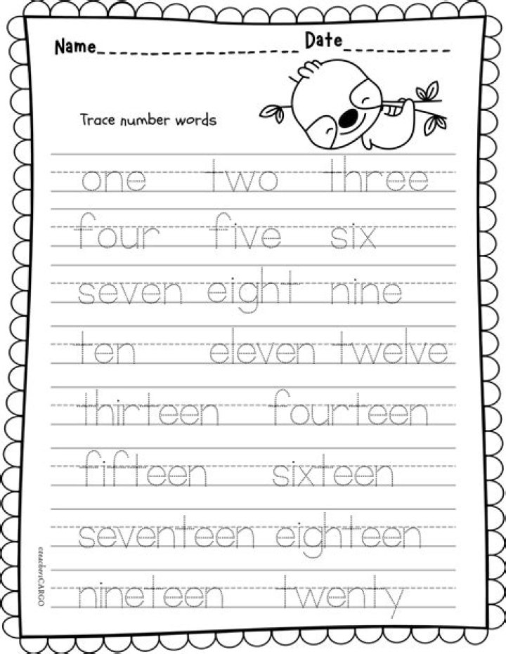 Trace Numbers in Words Worksheets PDF for Early Math Skills