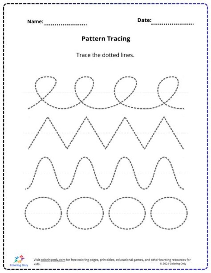 Free Tracing Pattern Worksheets for Kindergarten PDF Download