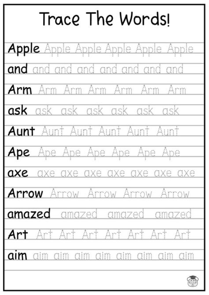 Free Tracing Words Worksheets PDF for Kids – Instant Download