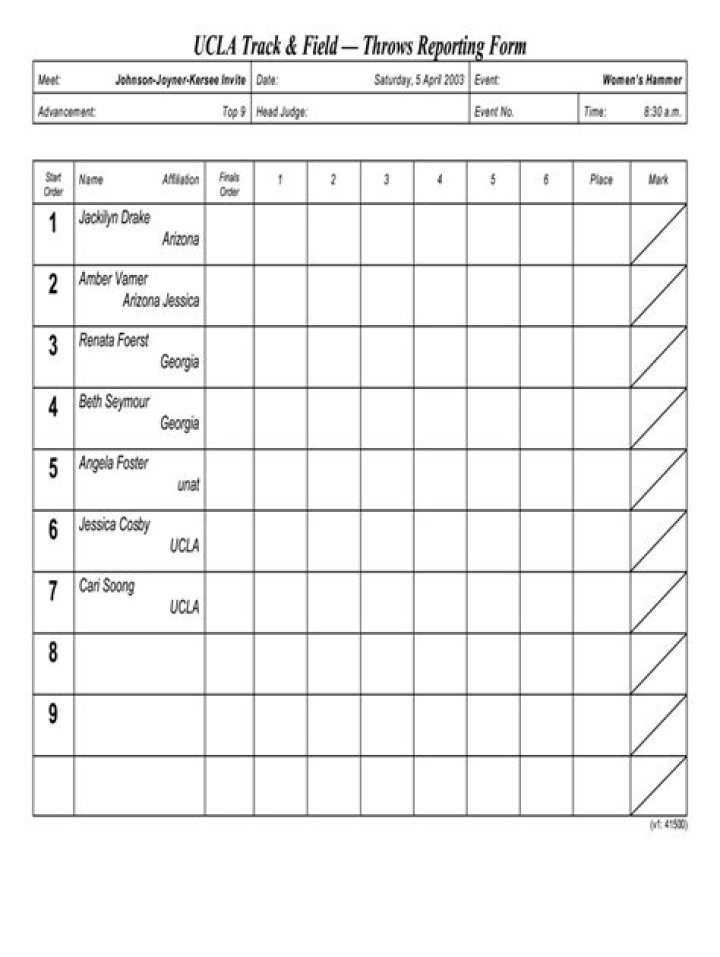 Download Free Track and Field Score Sheet PDF for Competitions