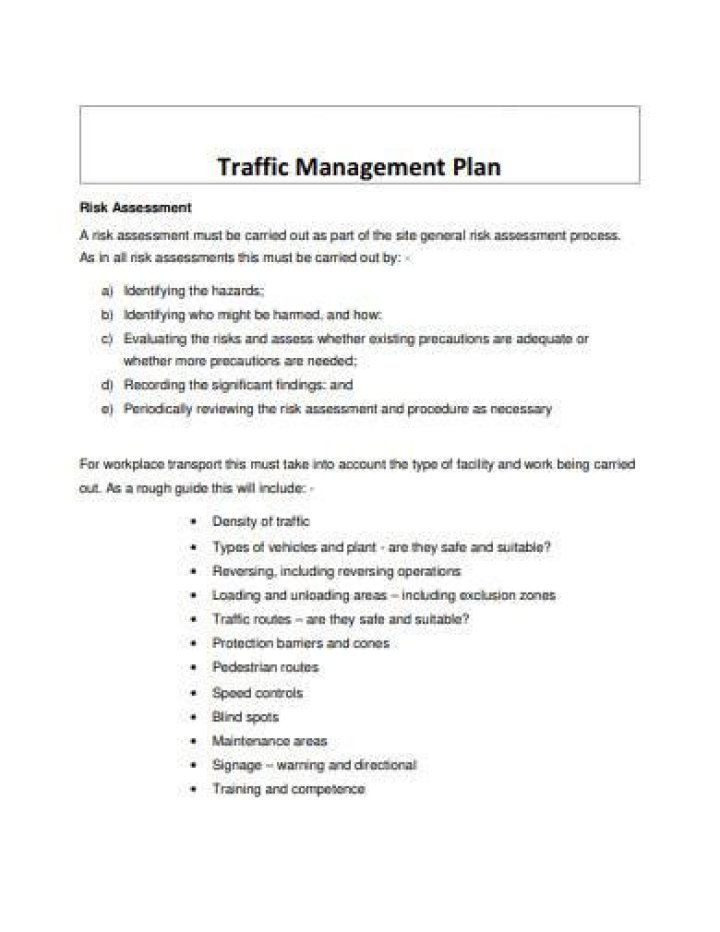 Traffic Management Plan Template PDF for Effective Traffic Control