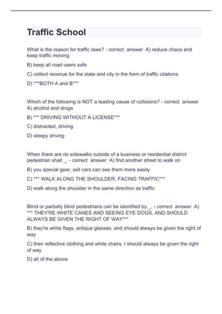 Traffic School Questions and Answers PDF – Expert Study Guide
