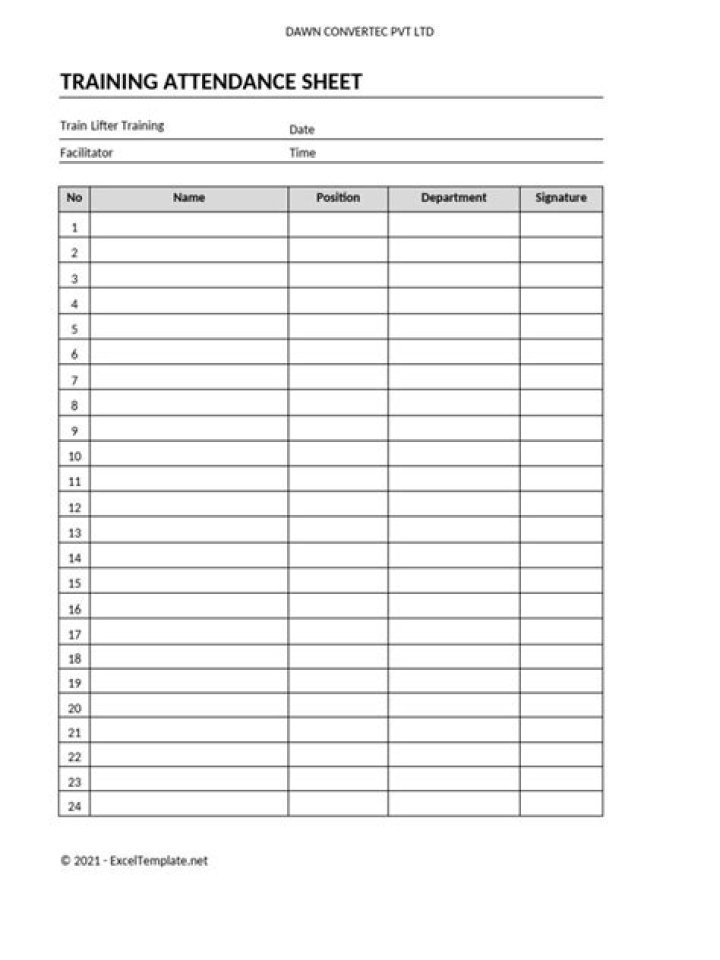 Download Training Attendance Sheet PDF for Easy Tracking