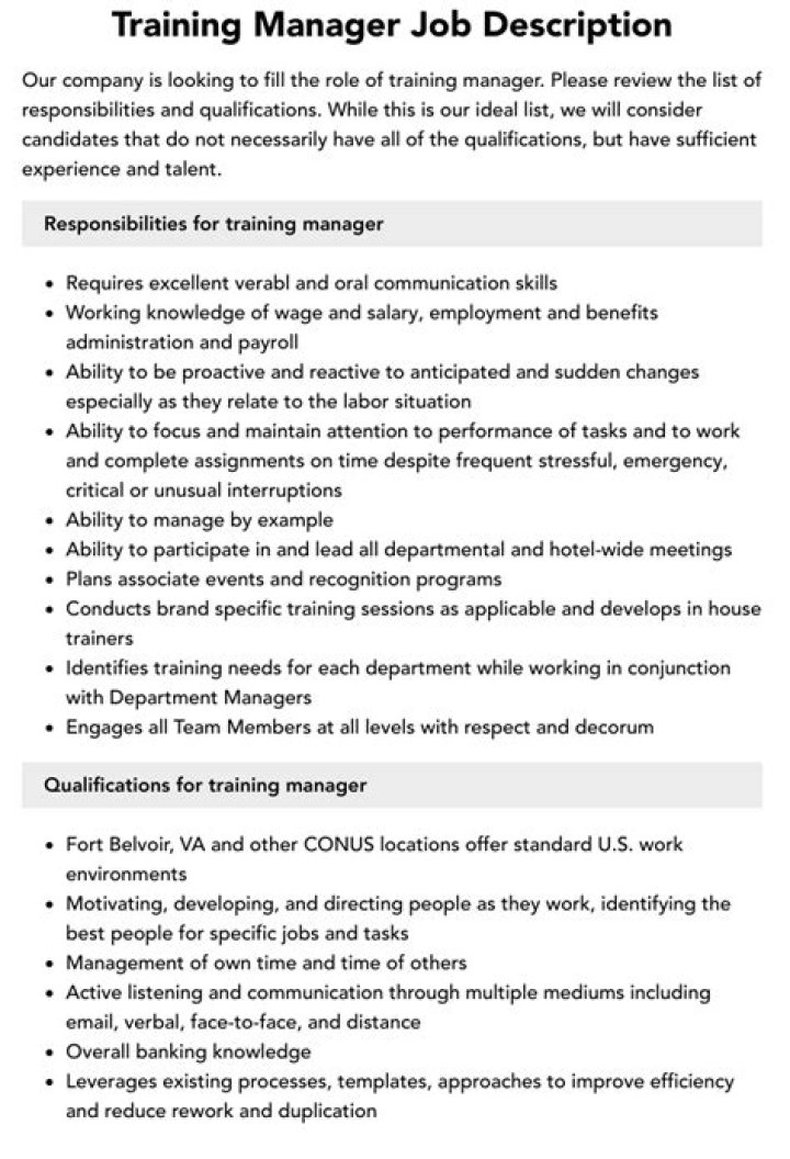 Training Manager Job Description PDF: Full Role Guide