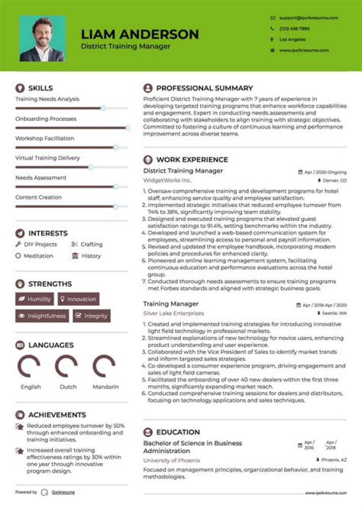 Training Manager Resume PDF for Hiring Managers