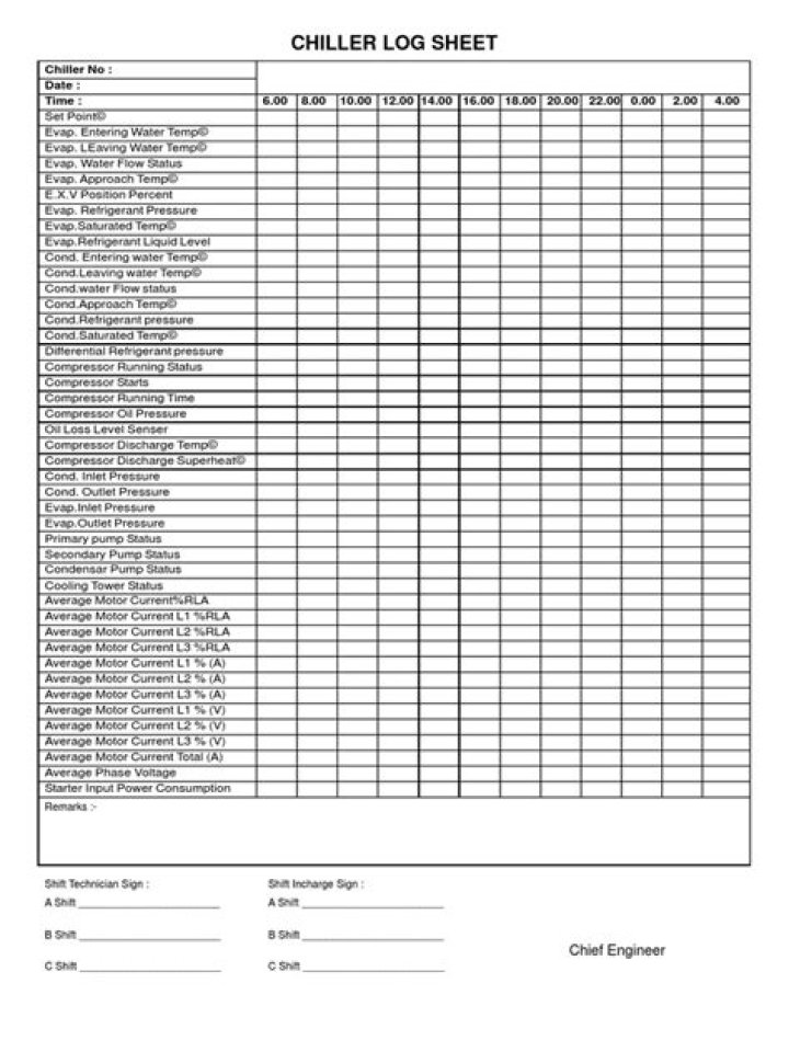 Download Trane Chiller Log Sheets PDF for Maintenance & Efficiency