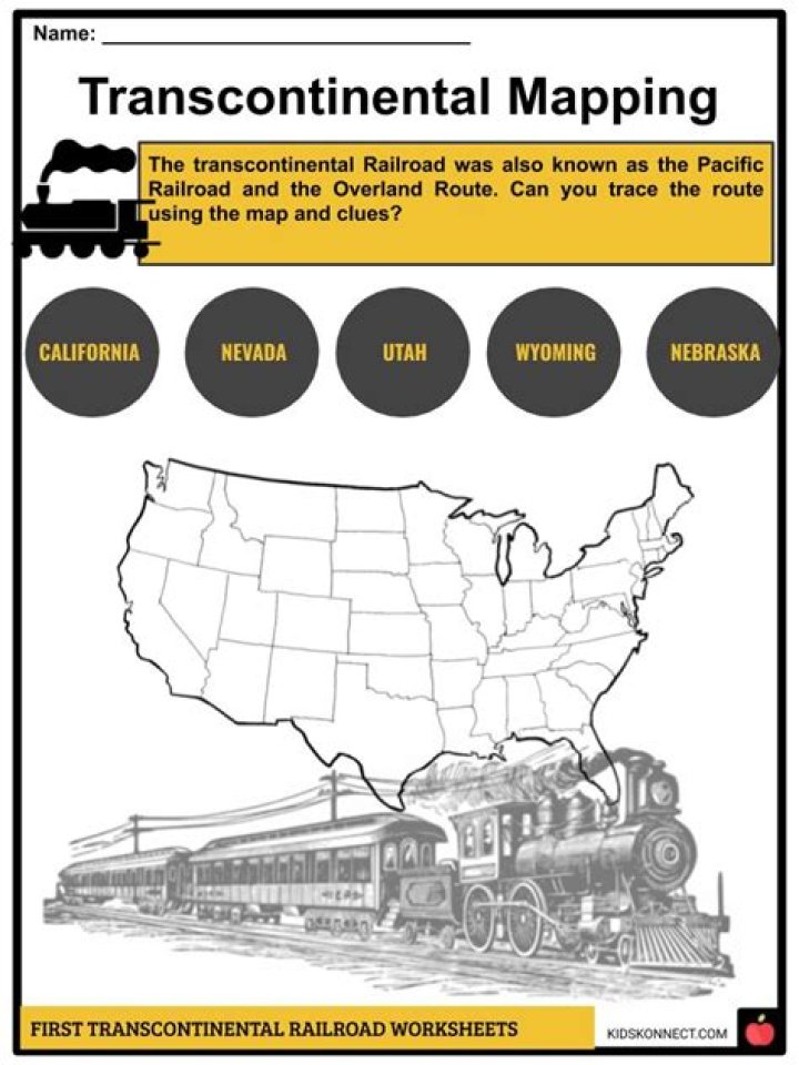 Transcontinental Railroad Worksheet PDF for Students and Teachers
