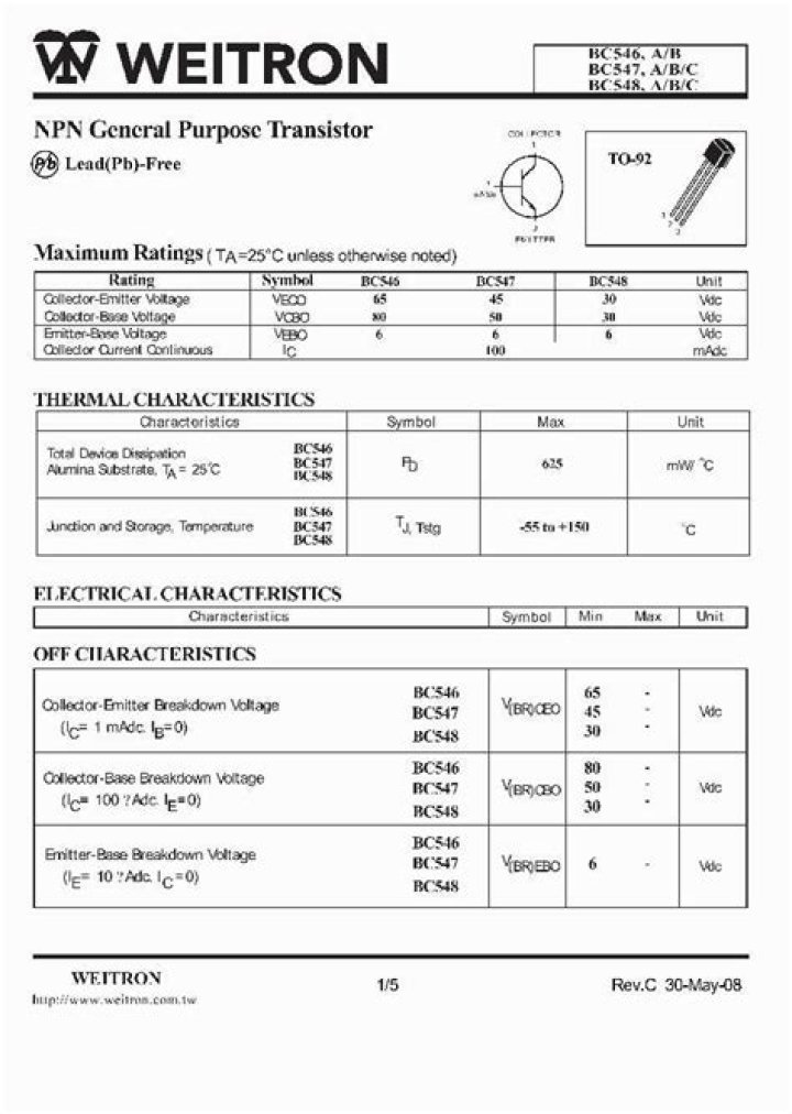 Transistor Data Sheet PDF: Complete Electronic Specs & Download