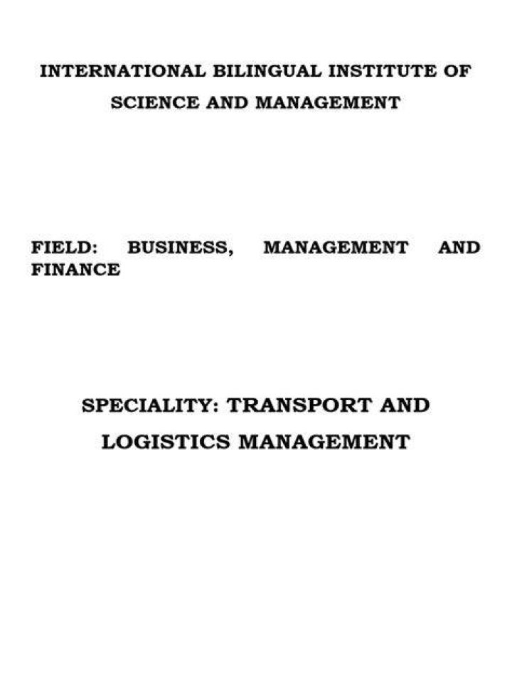 Comprehensive Guide to Transport and Logistics Management PDF