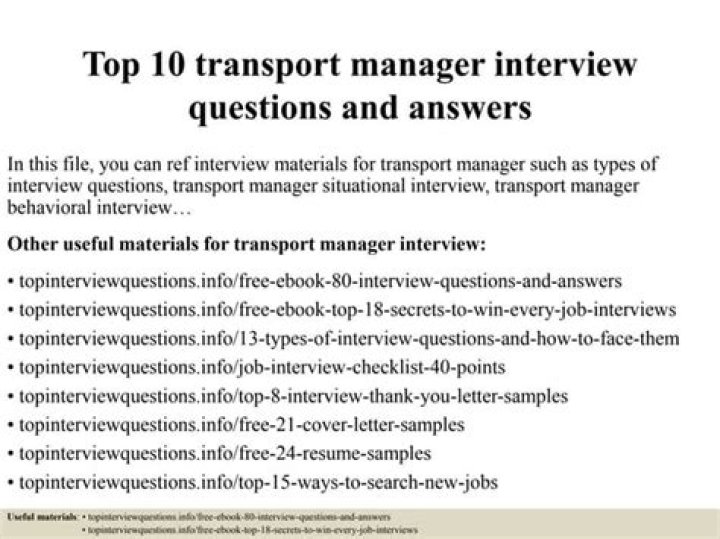 Essential Transport Manager Interview Questions and Answers PDF