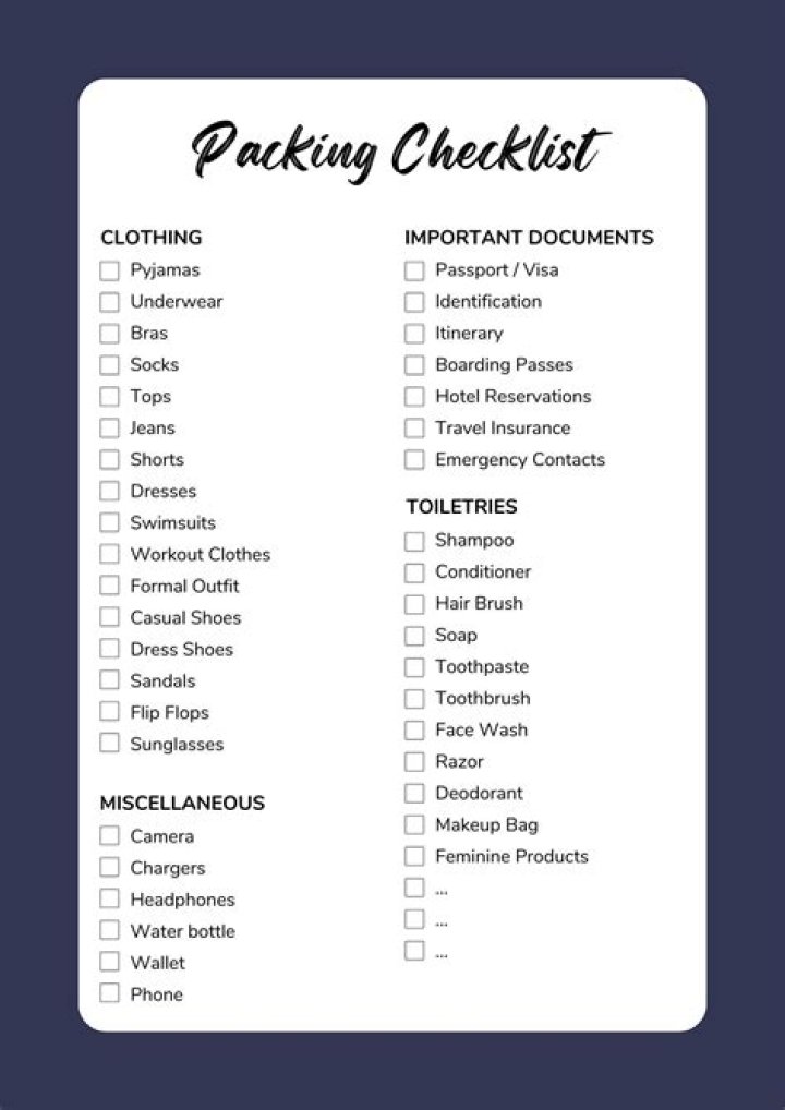 Download Free Travel Packing List Template PDF for Stress-Free Trips