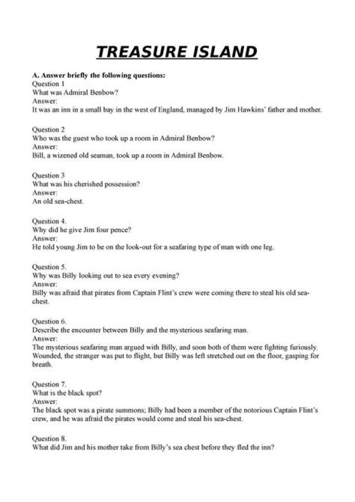 Treasure Island Questions and Answers PDF: Expert Insights