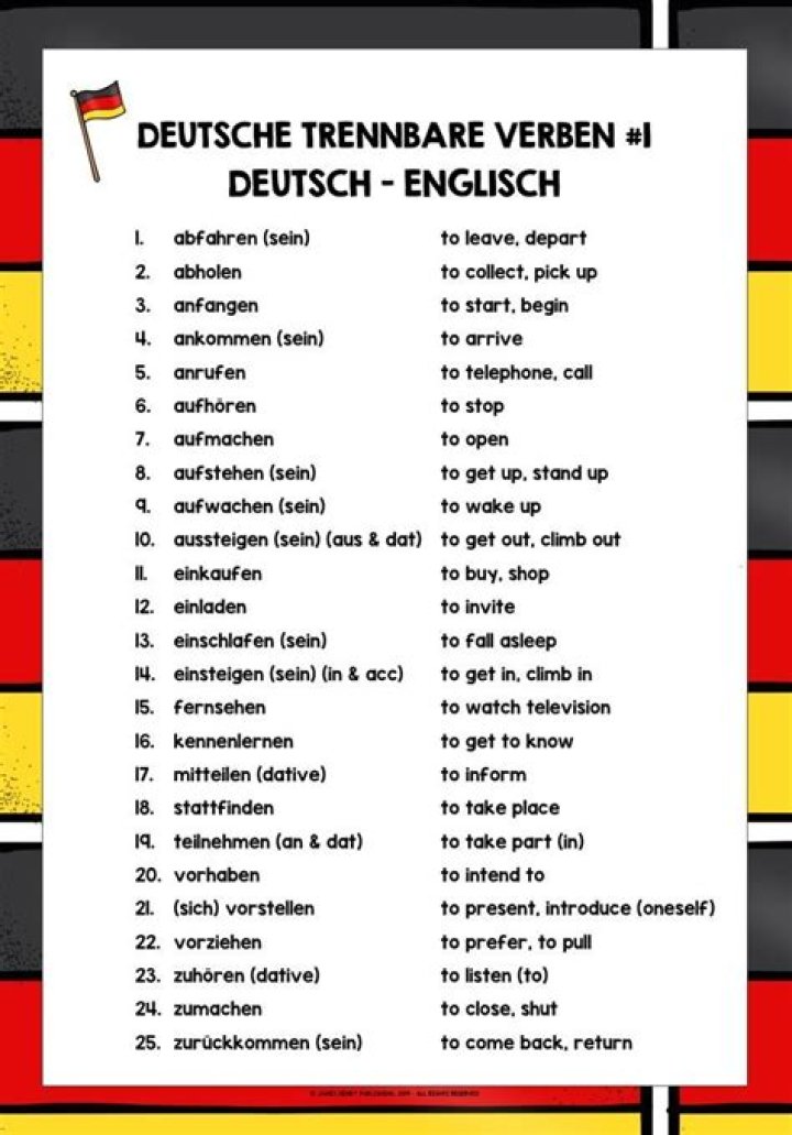 Trennbare Verben Liste PDF – Übersicht & Download