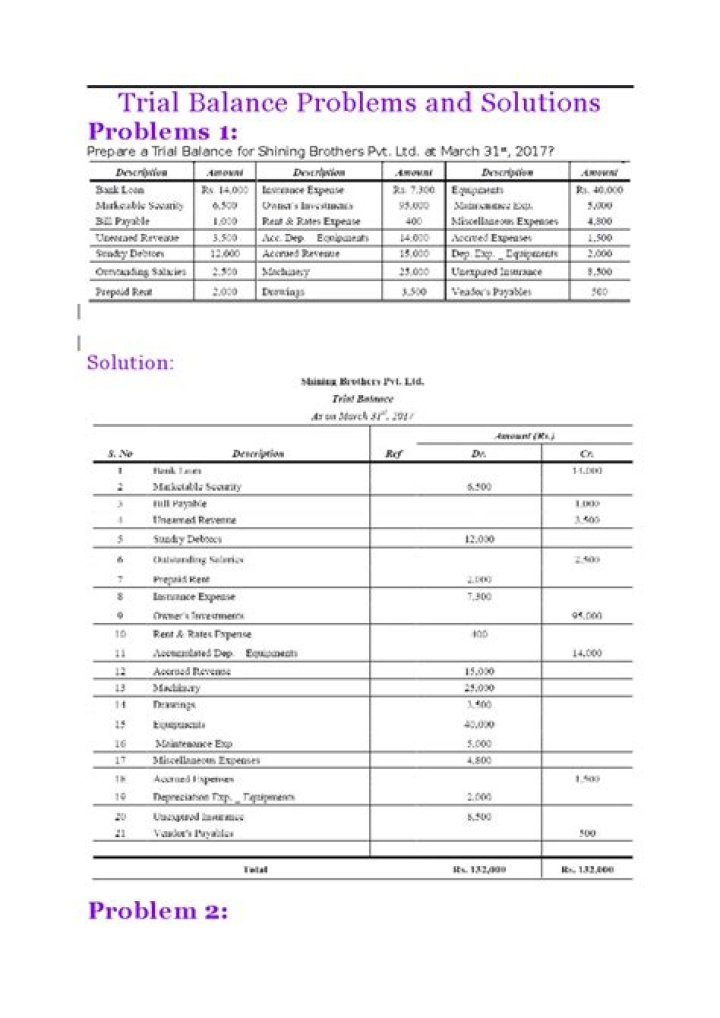 Free Trial Balance Questions with Solutions PDF Download