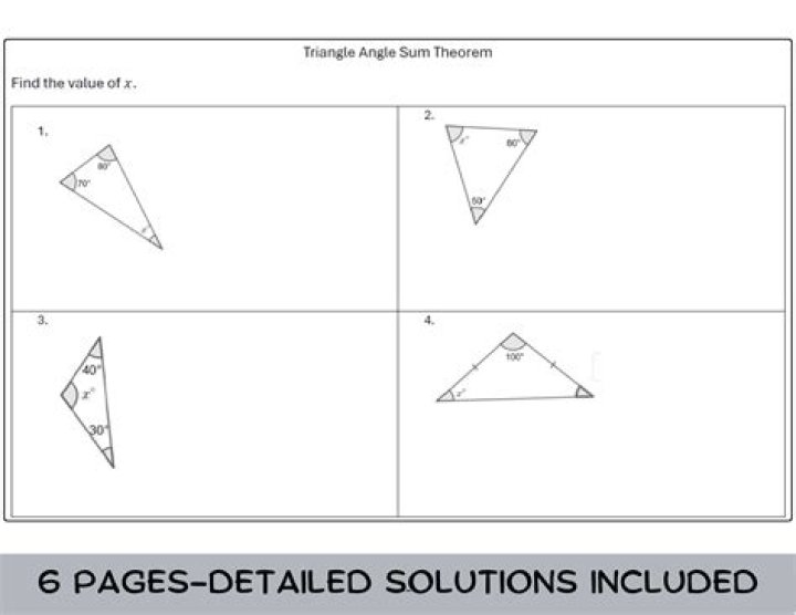 Triangle Angle Sum Theorem Worksheet PDF – Practice Problems & Answers