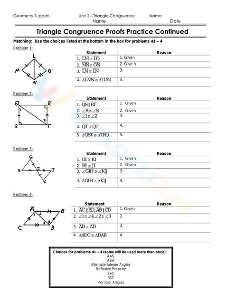 Triangle Congruence Proofs Worksheet Answers PDF – Step-by-Step