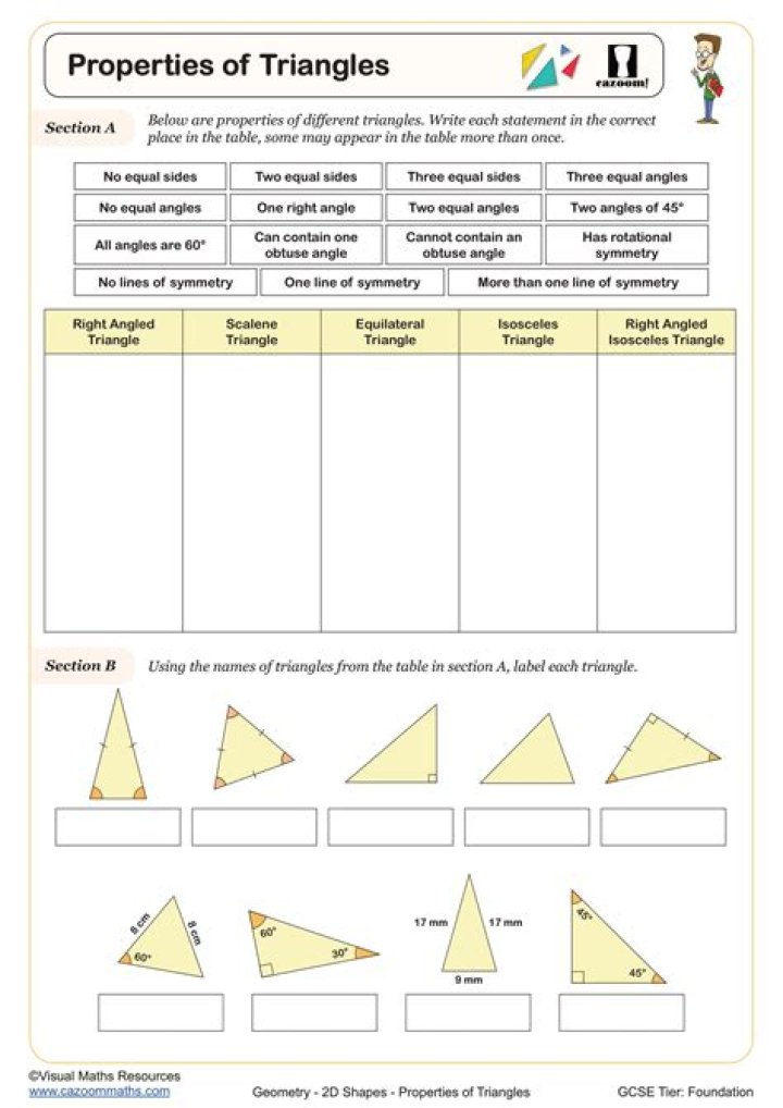 Triangle Properties Worksheet PDF – Practice Geometry Skills Instantly