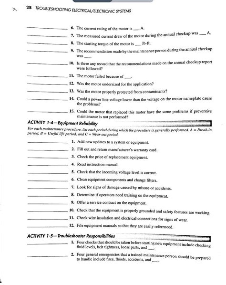 Troubleshooting Electrical & Electronic Systems Answer Key PDF