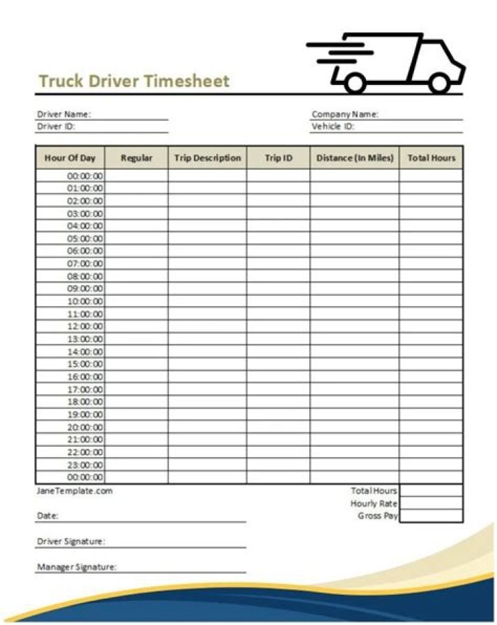 Truck Driver Daily Time Sheet PDF Template – Track Hours Easily