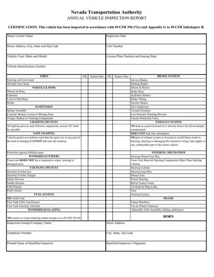Truck Inspection Sheet PDF for Safe Compliance
