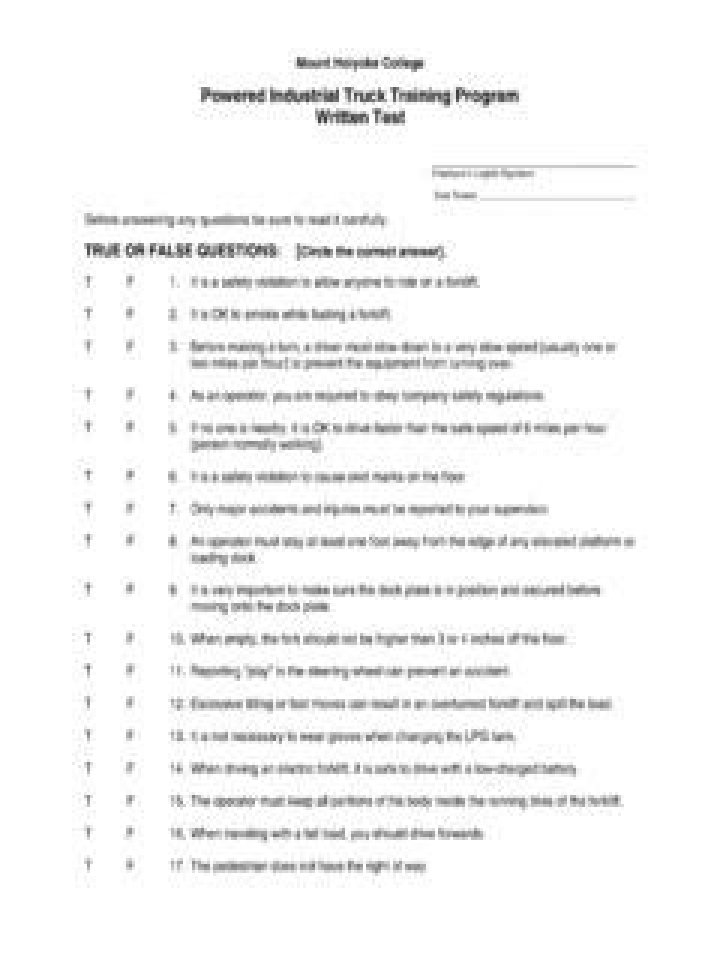 Complete Truck Written Test PDF for Passing Success