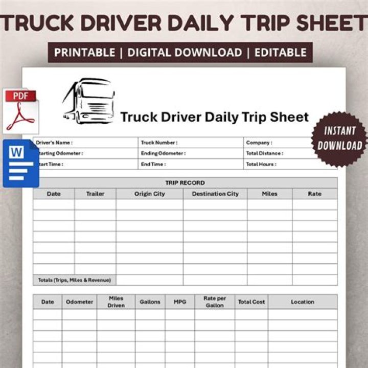 Download Trucking Trip Sheet PDF for Easy Logging
