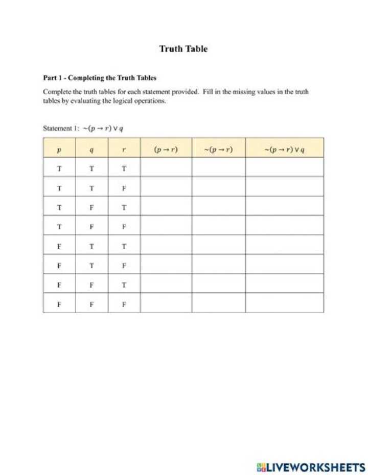 Truth Table Problems and Answers PDF: Step-by-Step Solutions