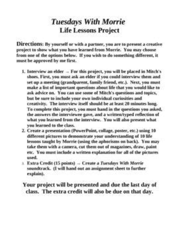 Tuesdays with Morrie: Compelling Lesson Plans PDF for Teachers