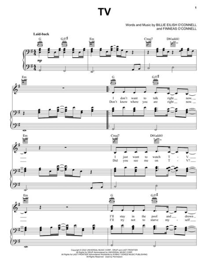 Download Free Billie Eilish TV Sheet Music PDF – Perfect for Karaoke & Practice