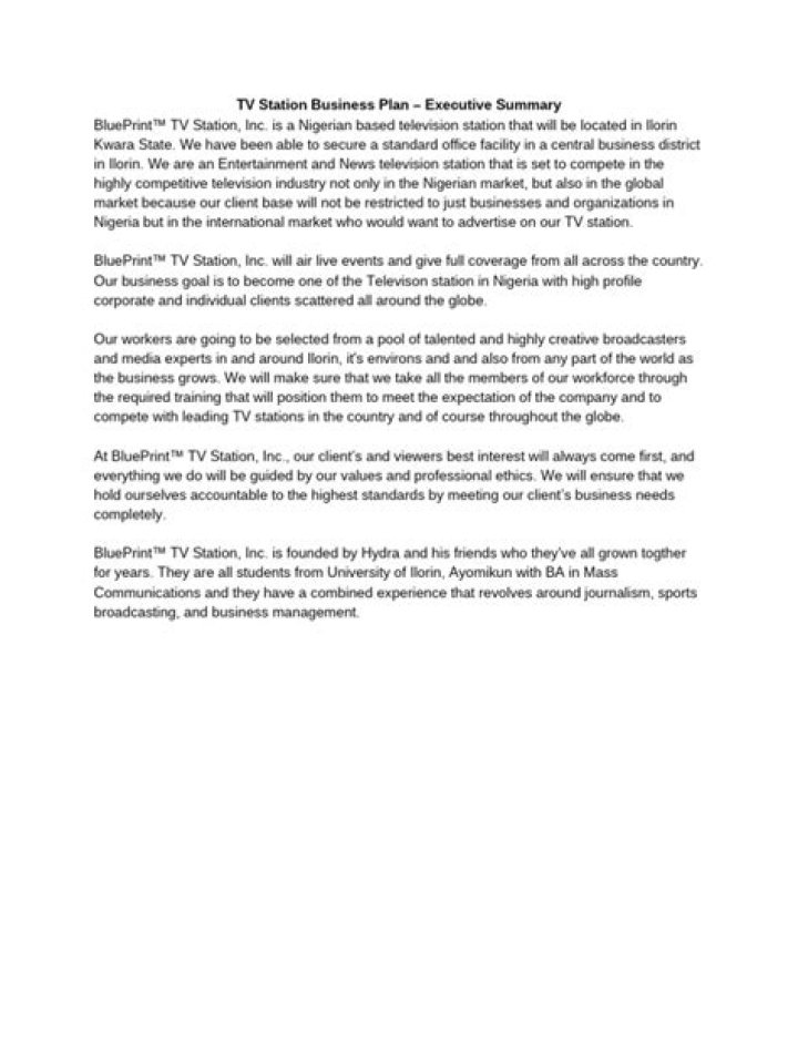 TV Station Business Plan PDF: Launch Your Own Station Today