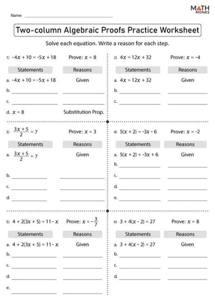 Two Column Proof Worksheet with Answers PDF – Download Instant Practice