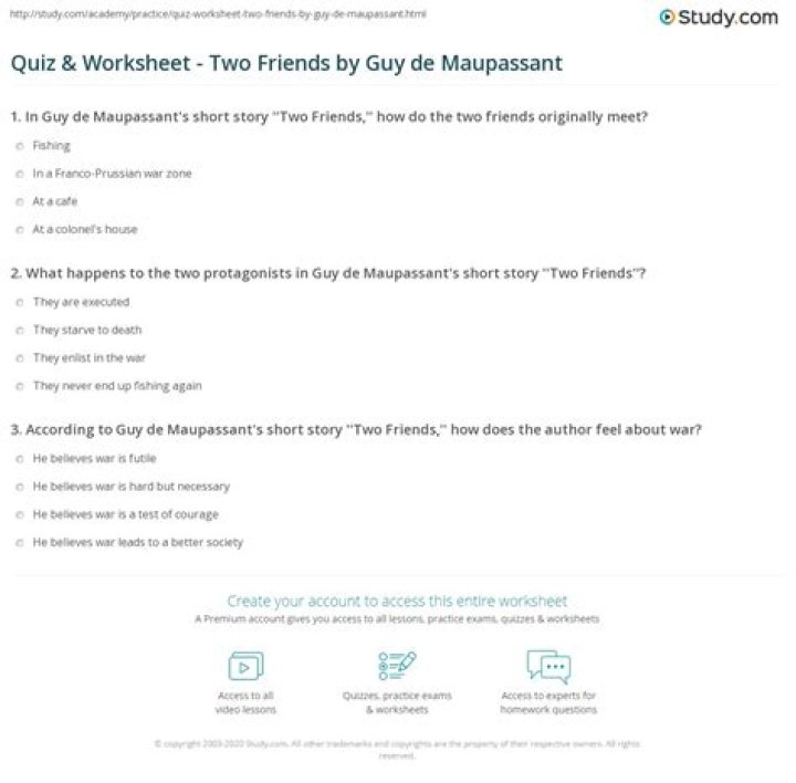Two Friends by Guy de Maupassant: Questions & Answers PDF