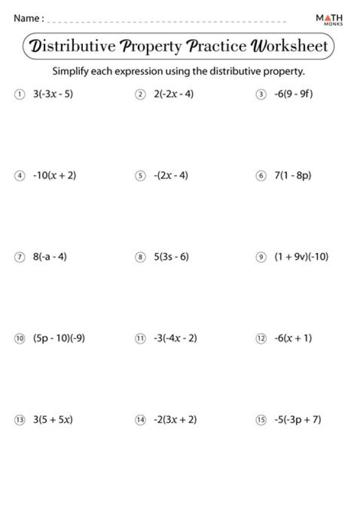 Free Two-Step Equations & Distributive Property Worksheet PDF