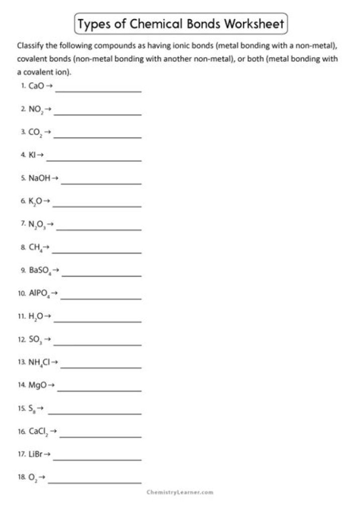 Types of Bonds Worksheet Answers PDF – Free Practice & Solutions