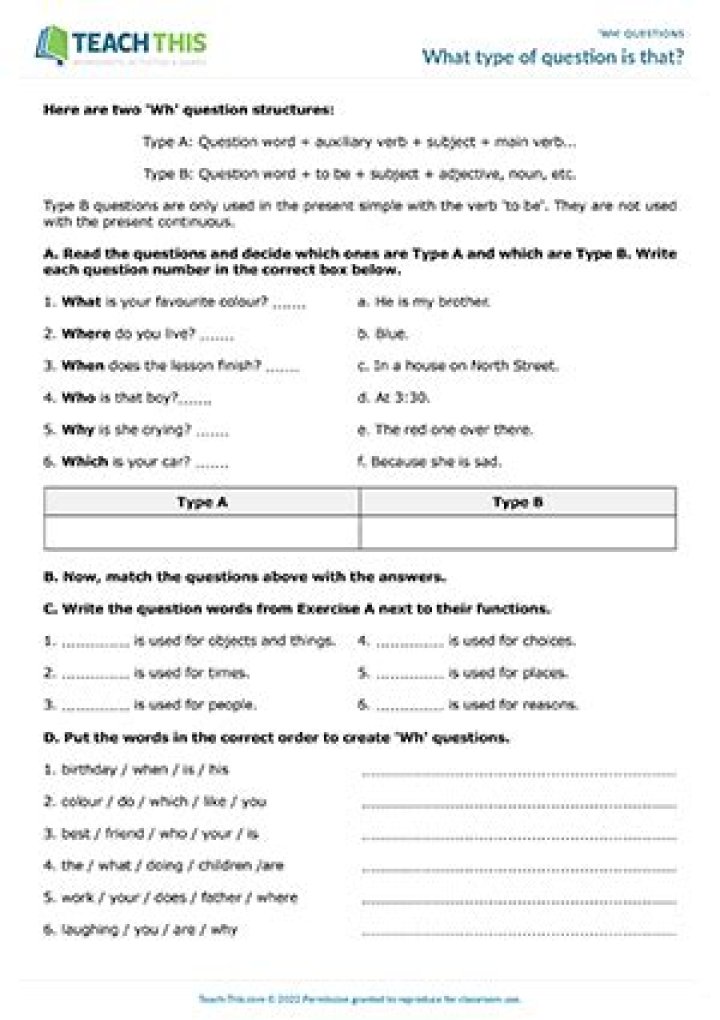 Top Types of Questions Exercises PDF for Students