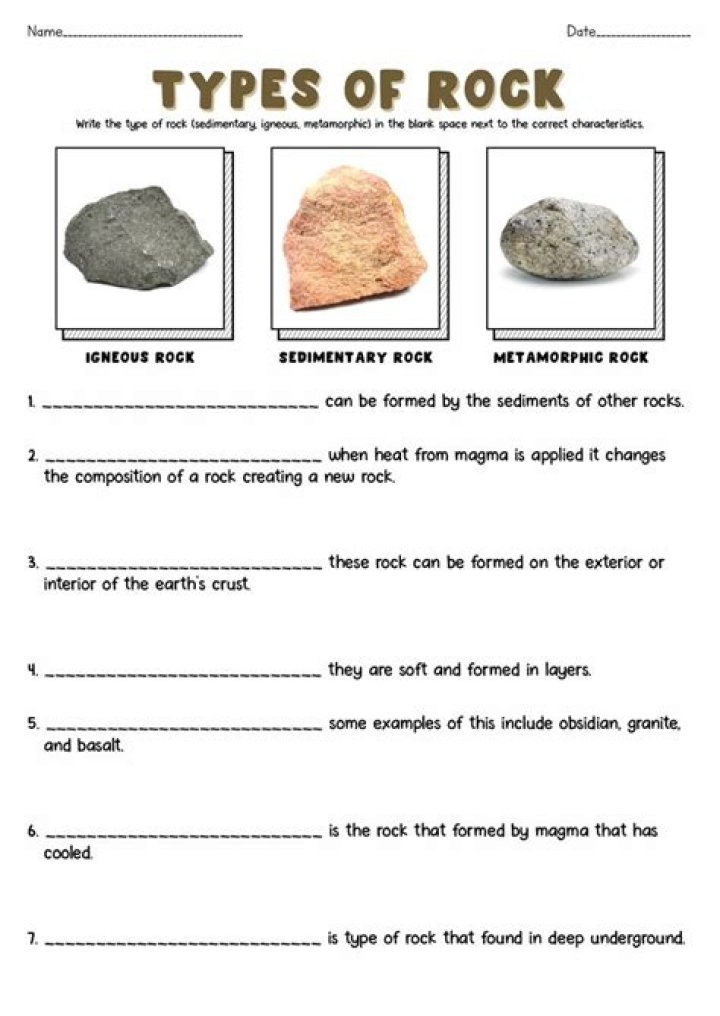 Types of Rocks Worksheet Answer Key PDF – Free Printable Study Resource